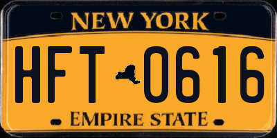 NY license plate HFT0616