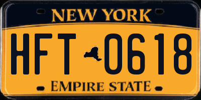 NY license plate HFT0618
