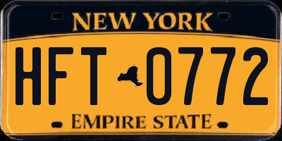 NY license plate HFT0772