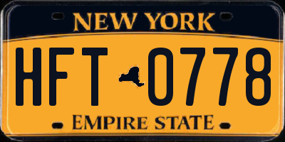 NY license plate HFT0778