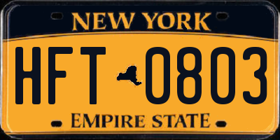 NY license plate HFT0803