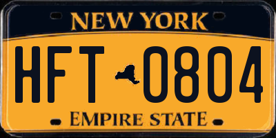 NY license plate HFT0804