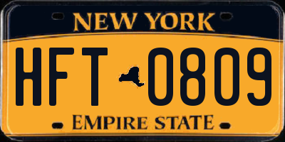 NY license plate HFT0809