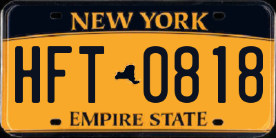 NY license plate HFT0818