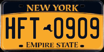 NY license plate HFT0909