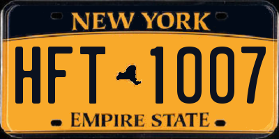 NY license plate HFT1007
