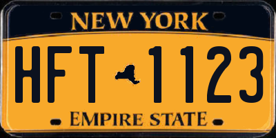 NY license plate HFT1123