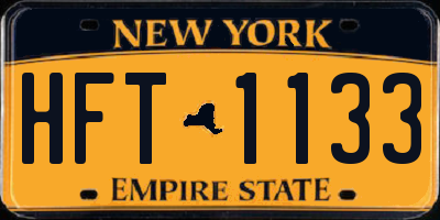 NY license plate HFT1133