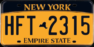 NY license plate HFT2315