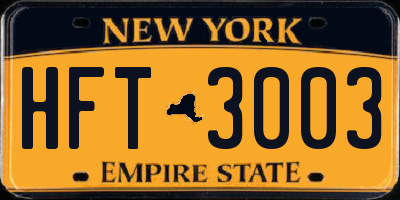 NY license plate HFT3003