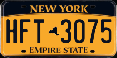 NY license plate HFT3075