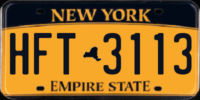 NY license plate HFT3113