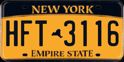 NY license plate HFT3116