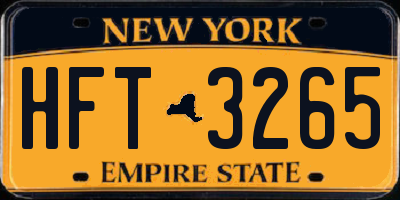 NY license plate HFT3265