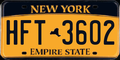 NY license plate HFT3602