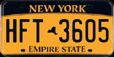 NY license plate HFT3605