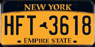 NY license plate HFT3618