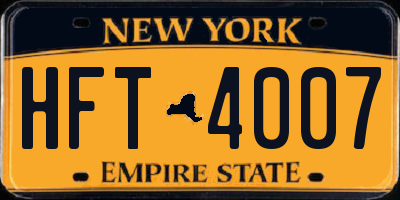 NY license plate HFT4007