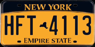 NY license plate HFT4113