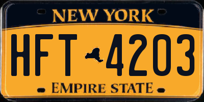 NY license plate HFT4203