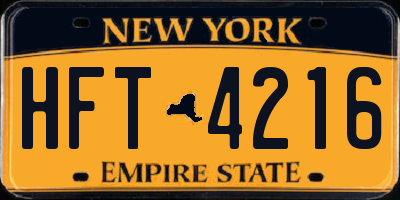 NY license plate HFT4216