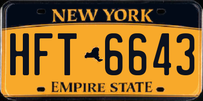 NY license plate HFT6643