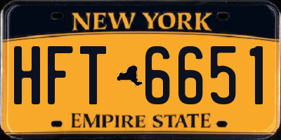 NY license plate HFT6651