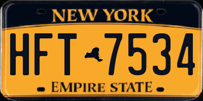 NY license plate HFT7534