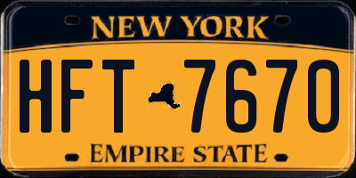 NY license plate HFT7670