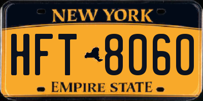 NY license plate HFT8060