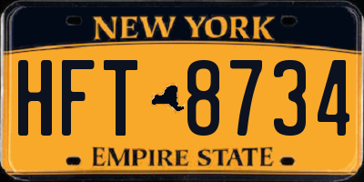 NY license plate HFT8734