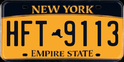 NY license plate HFT9113