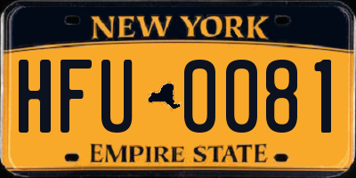NY license plate HFU0081