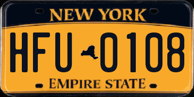 NY license plate HFU0108