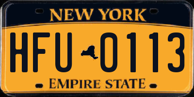 NY license plate HFU0113