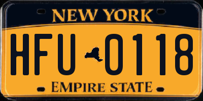 NY license plate HFU0118