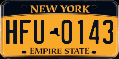 NY license plate HFU0143