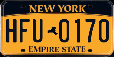NY license plate HFU0170