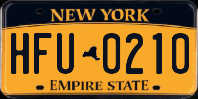 NY license plate HFU0210