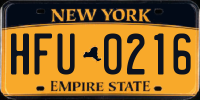 NY license plate HFU0216