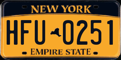 NY license plate HFU0251