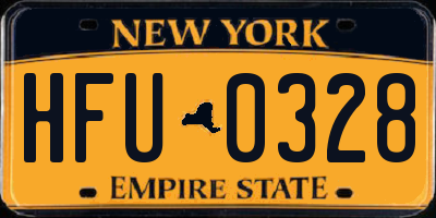 NY license plate HFU0328