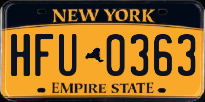 NY license plate HFU0363
