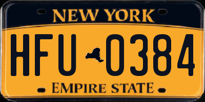 NY license plate HFU0384