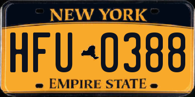 NY license plate HFU0388