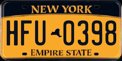 NY license plate HFU0398