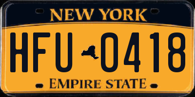 NY license plate HFU0418