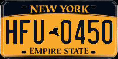 NY license plate HFU0450