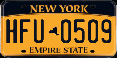NY license plate HFU0509
