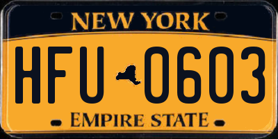 NY license plate HFU0603